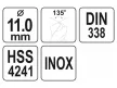YATO Csigafúró 11,0 x 142/95 mm inox HSS Premium