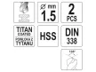 YATO Csigafúró 1,5 x 40/18 mm HSS-TiN (2 db/csomag)