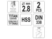 YATO Csigafúró 2,8 x 61/33 mm HSS-TiN (2 db/csomag)