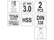 YATO Csigafúró 3,0 x 61/33 mm HSS-TiN (2 db/csomag)