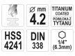 YATO Csigafúró 4,2  x 95/43 mm HSS-TiN bit befogású