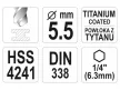 YATO Csigafúró 5,5  x 113/57 mm HSS-TiN bit befogású