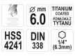 YATO Csigafúró 6,0  x 113/57 mm HSS-TiN bit befogású