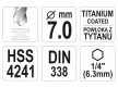 YATO Csigafúró 7,0  x 109/69 mm HSS-TiN bit befogású