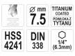 YATO Csigafúró 7,5  x 109/69 mm HSS-TiN bit befogású