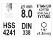 YATO Csigafúró 8,0  x 117/75 mm HSS-TiN bit befogású