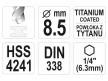 YATO Csigafúró 8,5  x 117/75 mm HSS-TiN bit befogású