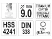 YATO Csigafúró 9,0  x 125/81 mm HSS-TiN bit befogású