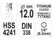 YATO Csigafúró 12,0  x 151/101 mm HSS-TiN bit befogású