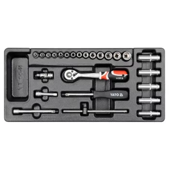   YATO Dugókulcs készlet 25 részes 1/4" 3,5-14 mm CrV (fiókbetét)