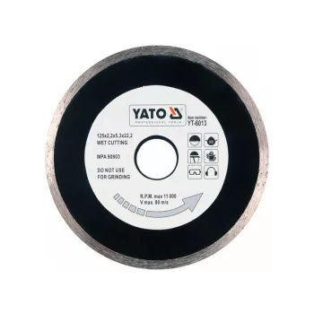 Gyémánt vágótárcsa folytonos 125x22,2 mm YATO