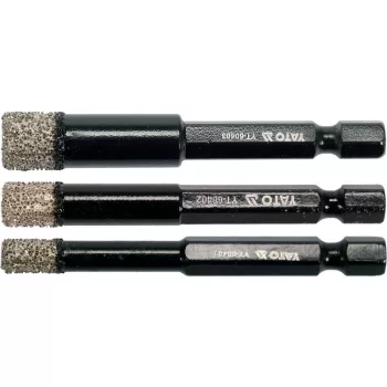   YATO Gyémánt körkivágó készlet 3 részes 6, 8, 10 mm vizes/száraz bitbefogású