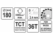 YATO Fűrésztárcsa fához 180 x 20 x 1,8 mm / 36T
