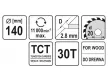 Fűrésztárcsa fához 140x20mm 30T YATO