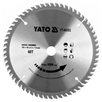 Fűrésztárcsa fához 165x16mm 60T YATO