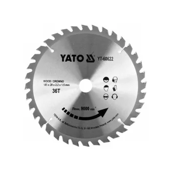 Fűrésztárcsa fához 185 x 20 mm 36T YATO