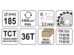 Fűrésztárcsa fához 185 x 20 mm 36T YATO
