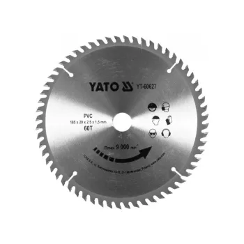 Fűrésztárcsa PVC-hez 185 x 20 mm 60T YATO