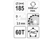 Fűrésztárcsa PVC-hez 185 x 20 mm 60T YATO