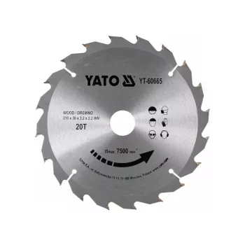 YATO Fűrésztárcsa fához 210 x 30 x 2,2 mm / 20T