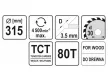 YATO Fűrésztárcsa fához 315 x 30 x 2,5 mm / 80T