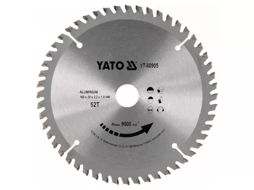 Fűrésztárcsa Alumíniumhoz 160x52Tx20 mm YATO