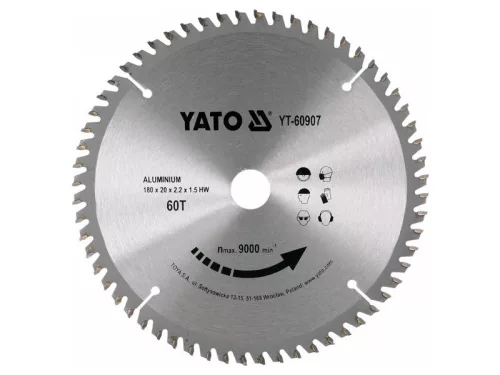 YATO Fűrésztárcsa alumíniumhoz 180 x 20 x 1,5 mm / 60T