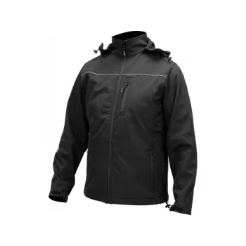   YATO Munkavédelmi softshell kabát kapucnival fekete 2XL-es méret 3 zsebes