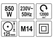 YATO Elektromos sarokcsiszoló M14 125 mm 850 W
