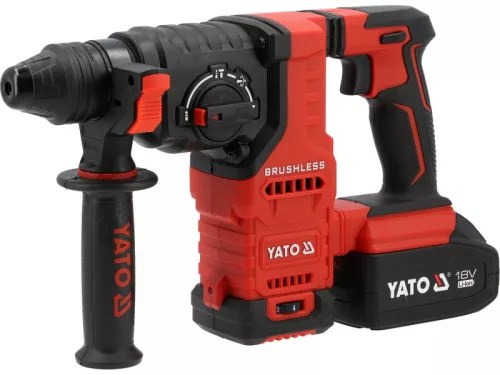 YATO Akkumulátoros fúrókalapács szénkefementes SDS-plus 18 V ( 1 x 4 Ah akksi és töltő )