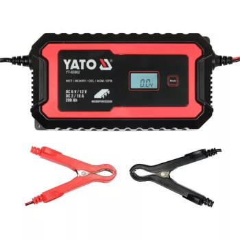   YATO Akkumulátor töltő 6/12 V 2/10 A max. 200 Ah LCD kijelző