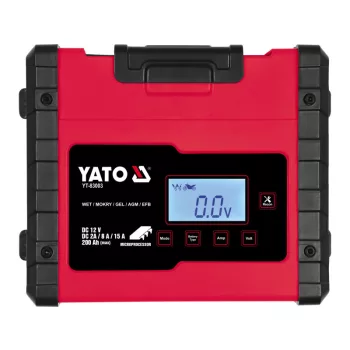  YATO Akkumulátor töltő 12 V 2/8/15 A max. 200 Ah LCD kijelző